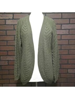 Canyon River Blues Green Chevron Knit Open Front Cardigan Sweater Size Large